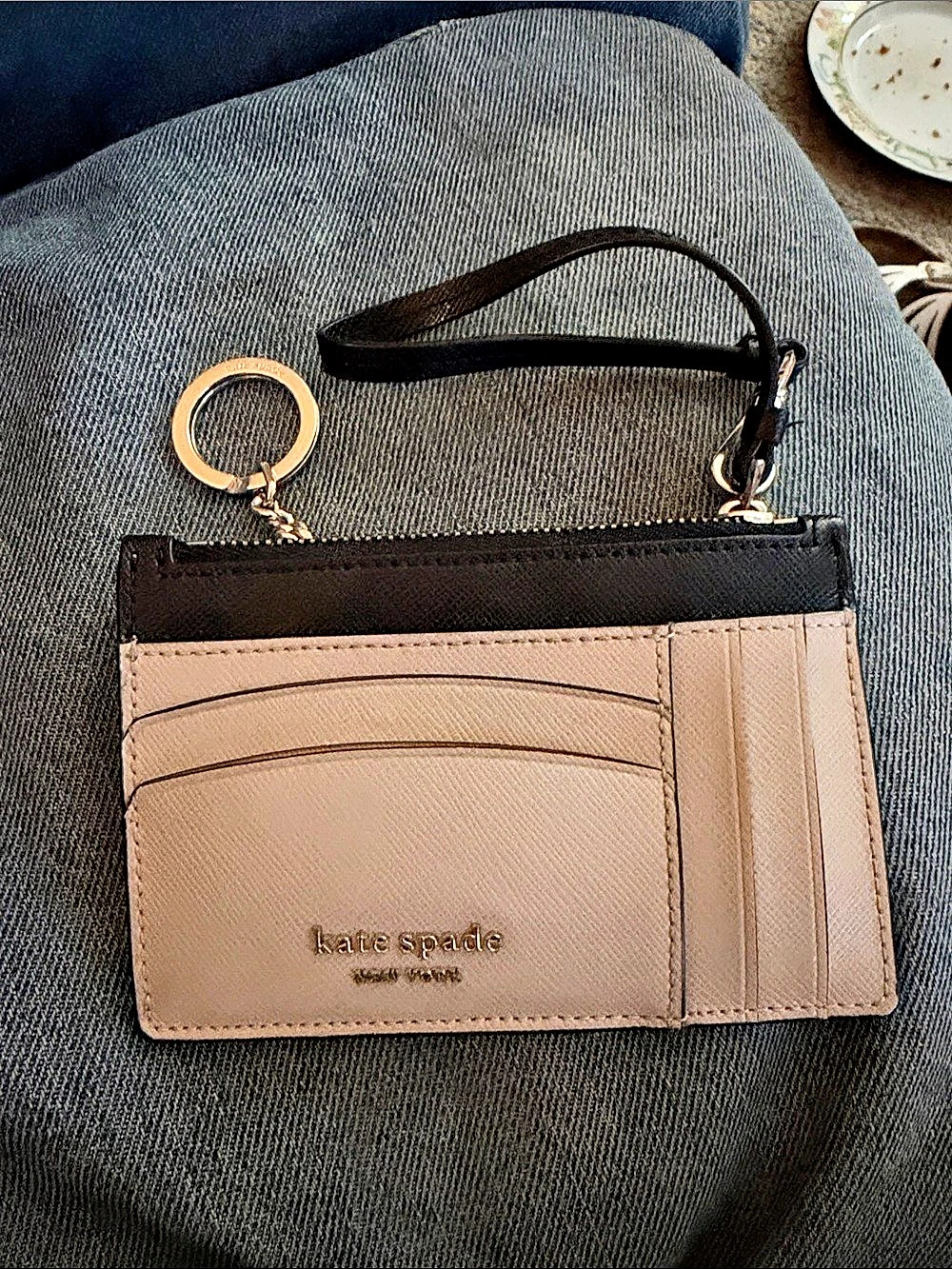 Kate Spade Saffiano Wristlet Wallet in Brown & Pink
